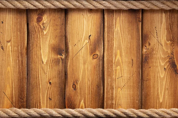 Lodní Lano Okraj Dřevěné Desce Textury Pozadí — Stock fotografie