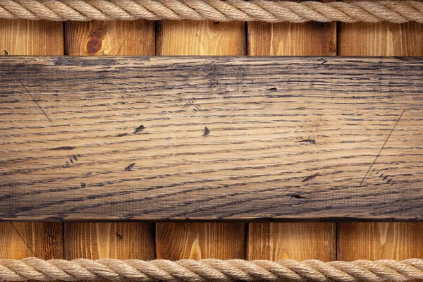 Ship Rope Border Wooden Board Background Texture — Stock Photo, Image