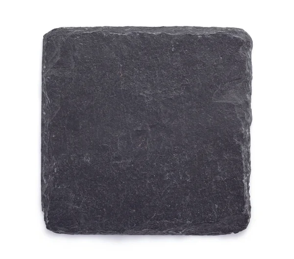 Black Slate Stone Texture Isolated White Background Top View — Stock Photo, Image