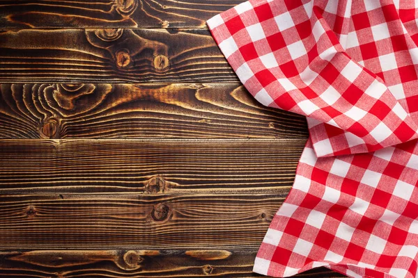 Cloth Napkin Old Wooden Board Table Background Top View — Stock Photo, Image