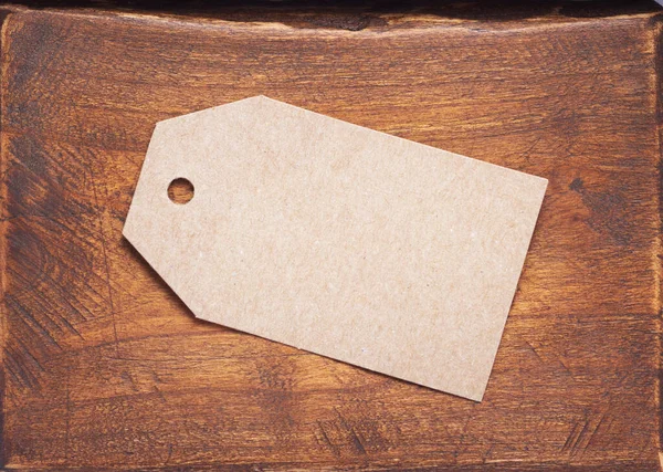 Cartellino Carta Prezzo Invecchiato Legno Sfondo Texture Superficie — Foto Stock