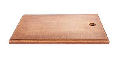 Beyaz arkaplanda izole edilmiş tahta ya da tepsi kesme