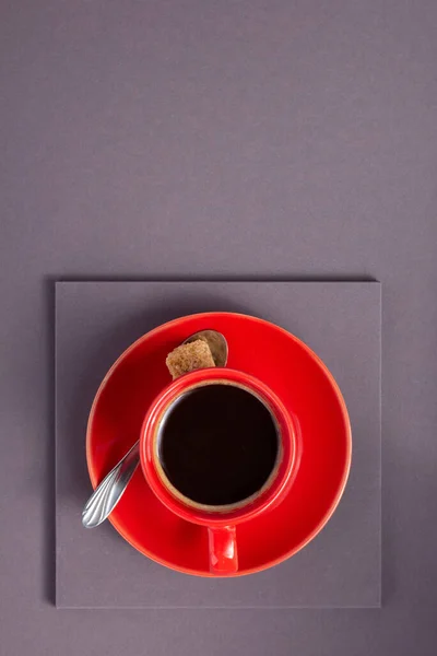 Kopje Koffie Grijze Achtergrond Textuur Als Minimalisme Concept — Stockfoto