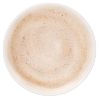Latte üstten görünüm. İzole