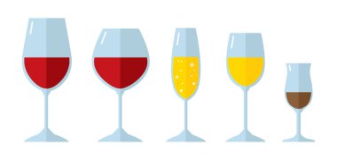 Vektörle çizilmiş şarap kadehleri