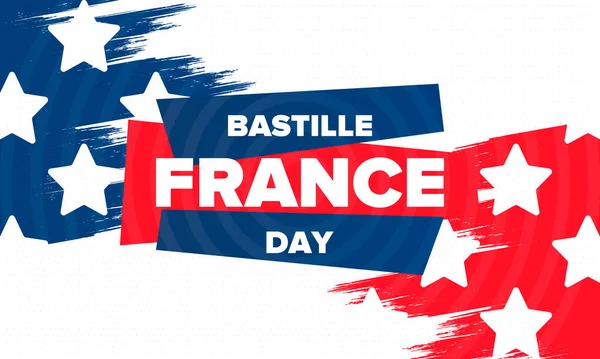 Día Bastilla Francia Fiesta Nacional Feliz Celebrada Anualmente Julio Bandera — Vector de stock