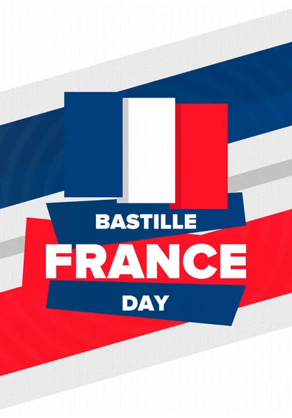 Día Bastilla Francia Fiesta Nacional Feliz Celebrada Anualmente Julio Bandera — Vector de stock