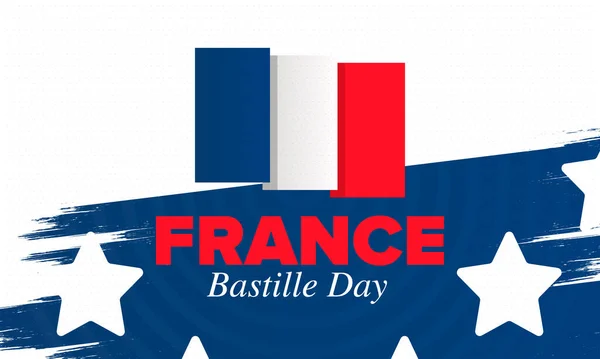 Bastille Nap Franciaországban Nemzeti Boldog Ünnep Ünnepelt Július Francia Zászló — Stock Vector