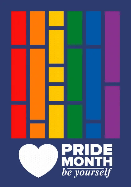 6月のLgbtプライド月間 レズビアンゲイバイセクシャル性転換 毎年お祝いだ Lgbtの旗 レインボーラブのコンセプト 人権と寛容 ポスター カード バナー ベクトル図 — ストックベクタ