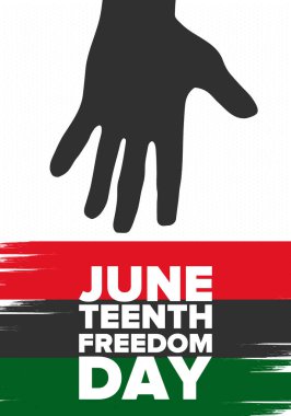 Haziran Bağımsızlık Günü 'nde. Özgürlük ya da Özgürlük Günü. Yıllık Amerikan bayramı, 19 Haziran 'da kutlandı. Afro-Amerikan tarihi ve mirası. Poster, tebrik kartı, afiş ve geçmiş. Vektör