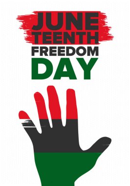 Haziran Bağımsızlık Günü 'nde. Özgürlük ya da Özgürlük Günü. Yıllık Amerikan bayramı, 19 Haziran 'da kutlandı. Afro-Amerikan tarihi ve mirası. Poster, tebrik kartı, afiş ve geçmiş. Vektör