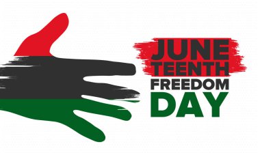 Haziran Bağımsızlık Günü 'nde. Özgürlük ya da Özgürlük Günü. Yıllık Amerikan bayramı, 19 Haziran 'da kutlandı. Afro-Amerikan tarihi ve mirası. Poster, tebrik kartı, afiş ve geçmiş. Vektör