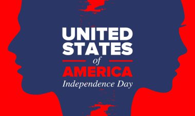 Amerika Birleşik Devletleri 'nde Bağımsızlık Günü. 4 Temmuz 'da. Ulusal bayramın kutlu olsun, 4 Temmuz 'da kutlandı. Amerikan bayrağı. Ülke özgürlüğü günü. Vatansever olay tasarımı. Vektör posteri