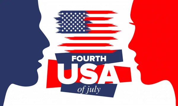 アメリカ独立記念日 7月4日 幸せな国民の休日 7月4日に毎年祝われます アメリカ国旗だ 自由の日だ 愛国的なイベントデザイン ベクターポスター — ストックベクタ