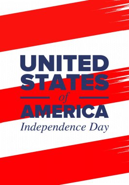 Amerika Birleşik Devletleri 'nde Bağımsızlık Günü. 4 Temmuz 'da. Ulusal bayramın kutlu olsun, 4 Temmuz 'da kutlandı. Amerikan bayrağı. Ülke özgürlüğü günü. Vatansever olay tasarımı. Vektör posteri