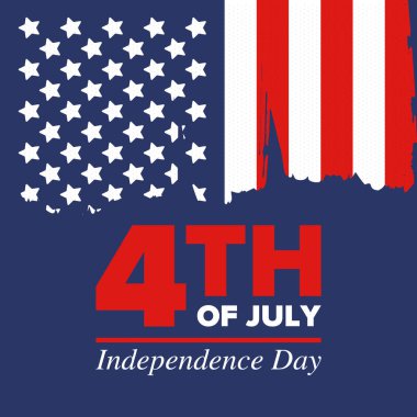 Amerika Birleşik Devletleri 'nde Bağımsızlık Günü. 4 Temmuz 'da. Ulusal bayramın kutlu olsun, 4 Temmuz 'da kutlandı. Amerikan bayrağı. Ülke özgürlüğü günü. Vatansever olay tasarımı. Vektör posteri