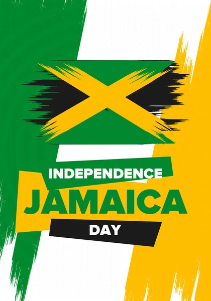 День Независимости Ямайки Независимость Ямайки Праздник Отмечается Ежегодно Августа Флаг — стоковый вектор