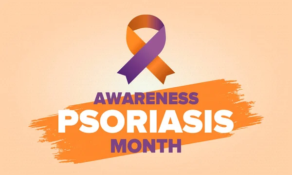 Mes Conciencia Psoriasis Agosto Educar Informar Prevención Estados Unidos Dermatología — Archivo Imágenes Vectoriales