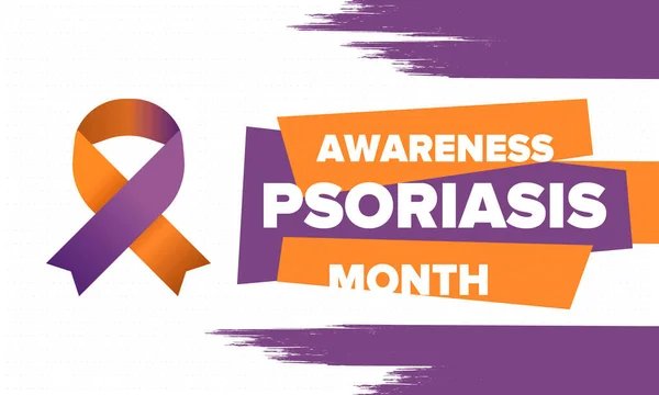 Mes Conciencia Psoriasis Agosto Educar Informar Prevención Estados Unidos Dermatología — Archivo Imágenes Vectoriales