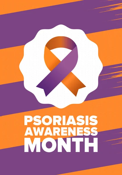 Mes Conciencia Psoriasis Agosto Educar Informar Prevención Estados Unidos Dermatología — Vector de stock