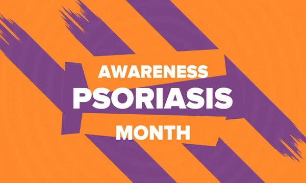 Mes Conciencia Psoriasis Agosto Educar Informar Prevención Estados Unidos Dermatología — Archivo Imágenes Vectoriales