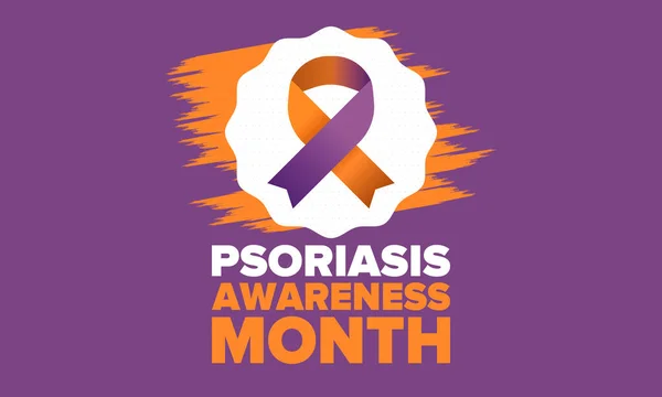 Mes Conciencia Psoriasis Agosto Educar Informar Prevención Estados Unidos Dermatología — Archivo Imágenes Vectoriales