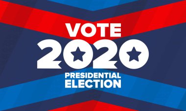Birleşik Devletler 'de 2020 Başkanlık Seçimi. Oylama günü, 3 Kasım. Biz Seçimleri. Vatansever Amerikan unsuru. Poster, kart, afiş ve geçmiş. Vektör illüstrasyonu