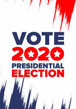 Birleşik Devletler 'de 2020 Başkanlık Seçimi. Oylama günü, 3 Kasım. Biz Seçimleri. Vatansever Amerikan unsuru. Poster, kart, afiş ve geçmiş. Vektör illüstrasyonu