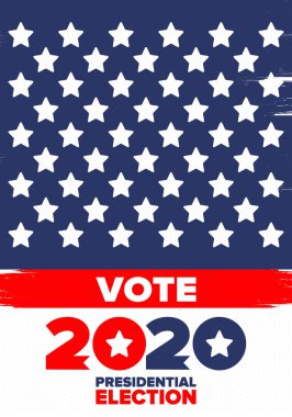Birleşik Devletler 'de 2020 Başkanlık Seçimi. Oylama günü, 3 Kasım. Biz Seçimleri. Vatansever Amerikan unsuru. Poster, kart, afiş ve geçmiş. Vektör illüstrasyonu