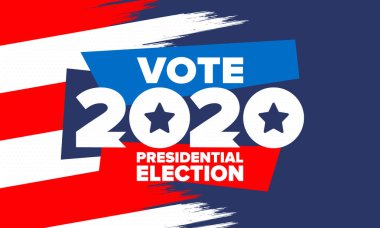 Birleşik Devletler 'de 2020 Başkanlık Seçimi. Oylama günü, 3 Kasım. Biz Seçimleri. Vatansever Amerikan unsuru. Poster, kart, afiş ve geçmiş. Vektör illüstrasyonu