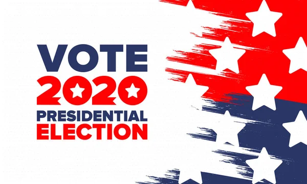 Birleşik Devletler 'de 2020 Başkanlık Seçimi. Oylama günü, 3 Kasım. Biz Seçimleri. Vatansever Amerikan unsuru. Poster, kart, afiş ve geçmiş. Vektör illüstrasyonu