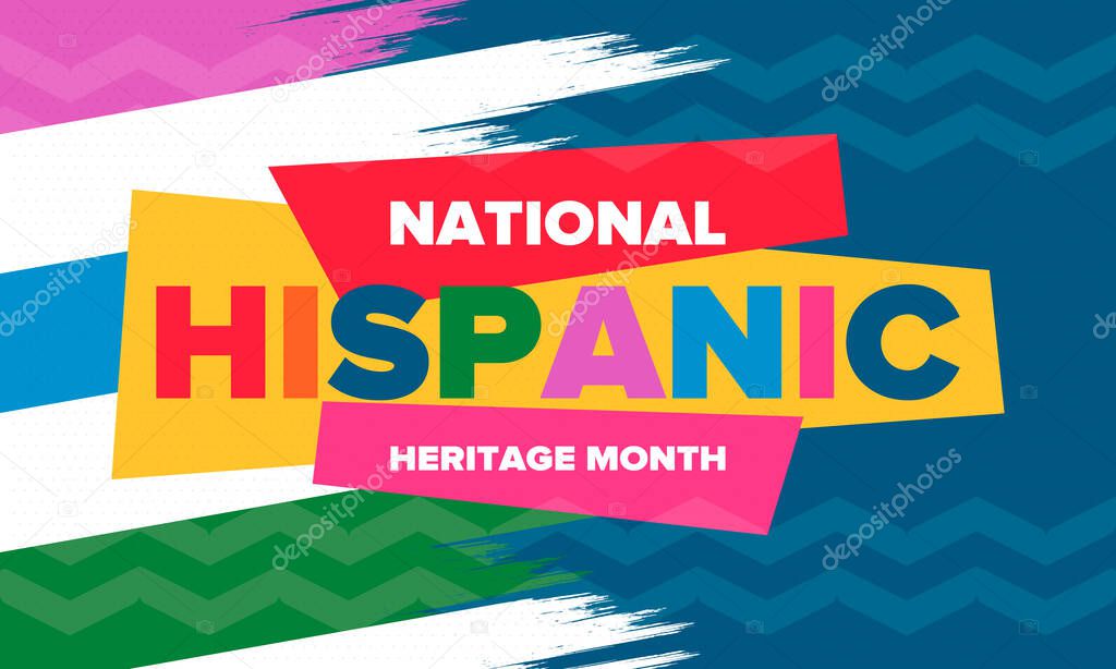 National Hispanic Heritage Month in September and October. Hispanic and Latino Americans culture. Celebrate annual in United States. Poster, card, banner and background. Vector illustration