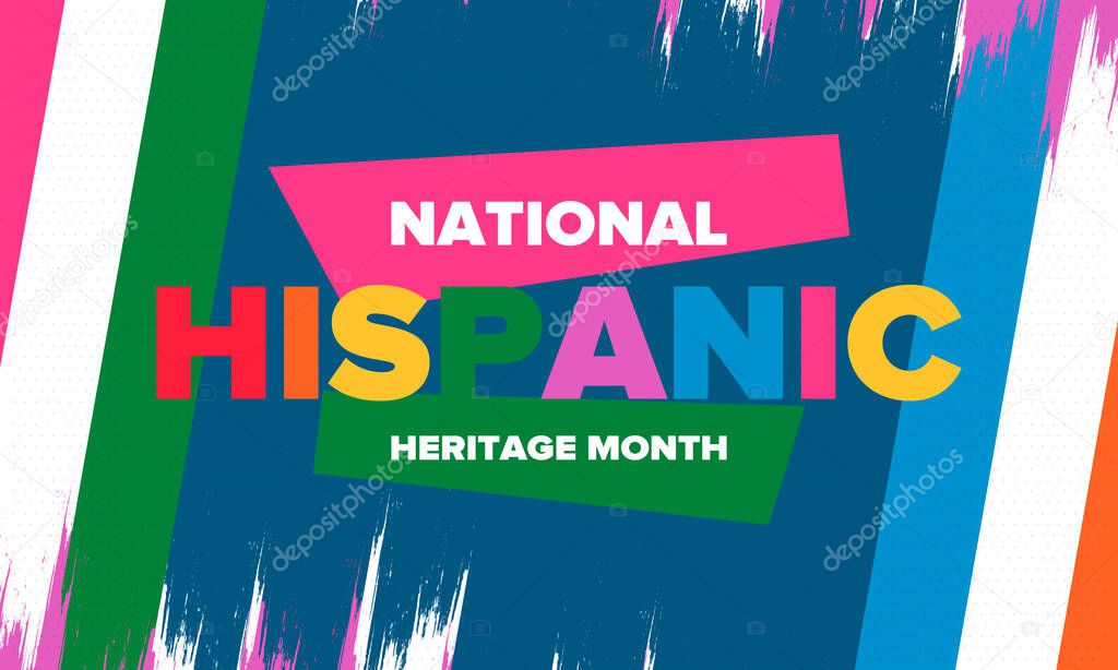 National Hispanic Heritage Month in September and October. Hispanic and Latino Americans culture. Celebrate annual in United States. Poster, card, banner and background. Vector illustration