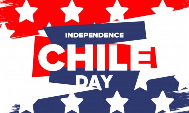 Şili Bağımsızlık Günü. Mutlu bayramlar Patrias. Özgürlük günü. Yıllığı 18 Eylül 'de kutlayın. Şili bayrağı. Vatansever Şili tasarımı. Poster, kart, afiş, şablon, geçmiş. Vektör