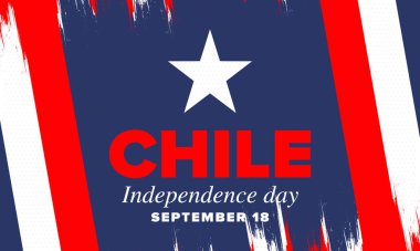 Şili Bağımsızlık Günü. Mutlu bayramlar Patrias. Özgürlük günü. Yıllığı 18 Eylül 'de kutlayın. Şili bayrağı. Vatansever Şili tasarımı. Poster, kart, afiş, şablon, geçmiş. Vektör