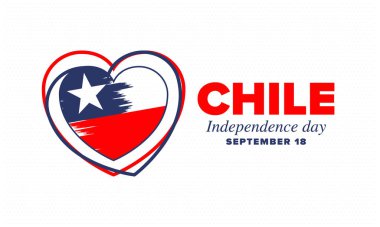 Şili Bağımsızlık Günü. Mutlu bayramlar Patrias. Özgürlük günü. Yıllığı 18 Eylül 'de kutlayın. Şili bayrağı. Vatansever Şili tasarımı. Poster, kart, afiş, şablon, geçmiş. Vektör