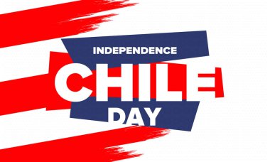 Şili Bağımsızlık Günü. Mutlu bayramlar Patrias. Özgürlük günü. Yıllığı 18 Eylül 'de kutlayın. Şili bayrağı. Vatansever Şili tasarımı. Poster, kart, afiş, şablon, geçmiş. Vektör