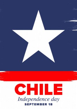 Şili Bağımsızlık Günü. Mutlu bayramlar Patrias. Özgürlük günü. Yıllığı 18 Eylül 'de kutlayın. Şili bayrağı. Vatansever Şili tasarımı. Poster, kart, afiş, şablon, geçmiş. Vektör