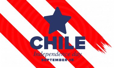 Şili Bağımsızlık Günü. Mutlu bayramlar Patrias. Özgürlük günü. Yıllığı 18 Eylül 'de kutlayın. Şili bayrağı. Vatansever Şili tasarımı. Poster, kart, afiş, şablon, geçmiş. Vektör