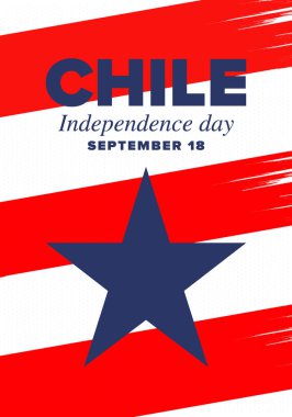 Şili Bağımsızlık Günü. Mutlu bayramlar Patrias. Özgürlük günü. Yıllığı 18 Eylül 'de kutlayın. Şili bayrağı. Vatansever Şili tasarımı. Poster, kart, afiş, şablon, geçmiş. Vektör