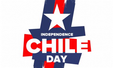 Şili Bağımsızlık Günü. Mutlu bayramlar Patrias. Özgürlük günü. Yıllığı 18 Eylül 'de kutlayın. Şili bayrağı. Vatansever Şili tasarımı. Poster, kart, afiş, şablon, geçmiş. Vektör