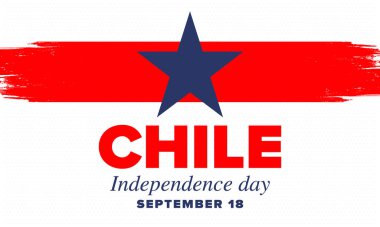 Şili Bağımsızlık Günü. Mutlu bayramlar Patrias. Özgürlük günü. Yıllığı 18 Eylül 'de kutlayın. Şili bayrağı. Vatansever Şili tasarımı. Poster, kart, afiş, şablon, geçmiş. Vektör