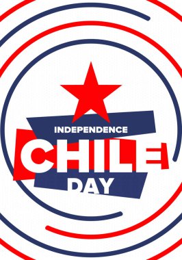 Şili Bağımsızlık Günü. Mutlu bayramlar Patrias. Özgürlük günü. Yıllığı 18 Eylül 'de kutlayın. Şili bayrağı. Vatansever Şili tasarımı. Poster, kart, afiş, şablon, geçmiş. Vektör
