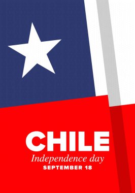 Şili Bağımsızlık Günü. Mutlu bayramlar Patrias. Özgürlük günü. Yıllığı 18 Eylül 'de kutlayın. Şili bayrağı. Vatansever Şili tasarımı. Poster, kart, afiş, şablon, geçmiş. Vektör