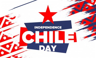 Şili Bağımsızlık Günü. Mutlu bayramlar Patrias. Özgürlük günü. Yıllığı 18 Eylül 'de kutlayın. Şili bayrağı. Vatansever Şili tasarımı. Poster, kart, afiş, şablon, geçmiş. Vektör