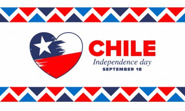 Şili Bağımsızlık Günü. Mutlu bayramlar Patrias. Özgürlük günü. Yıllığı 18 Eylül 'de kutlayın. Şili bayrağı. Vatansever Şili tasarımı. Poster, kart, afiş, şablon, geçmiş. Vektör