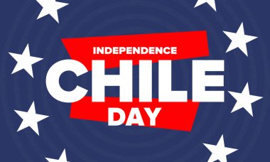 Şili Bağımsızlık Günü. Mutlu bayramlar Patrias. Özgürlük günü. Yıllığı 18 Eylül 'de kutlayın. Şili bayrağı. Vatansever Şili tasarımı. Poster, kart, afiş, şablon, geçmiş. Vektör
