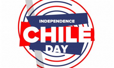 Şili Bağımsızlık Günü. Mutlu bayramlar Patrias. Özgürlük günü. Yıllığı 18 Eylül 'de kutlayın. Şili bayrağı. Vatansever Şili tasarımı. Poster, kart, afiş, şablon, geçmiş. Vektör