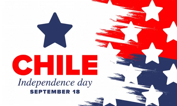 Şili Bağımsızlık Günü. Mutlu bayramlar Patrias. Özgürlük günü. Yıllığı 18 Eylül 'de kutlayın. Şili bayrağı. Vatansever Şili tasarımı. Poster, kart, afiş, şablon, geçmiş. Vektör