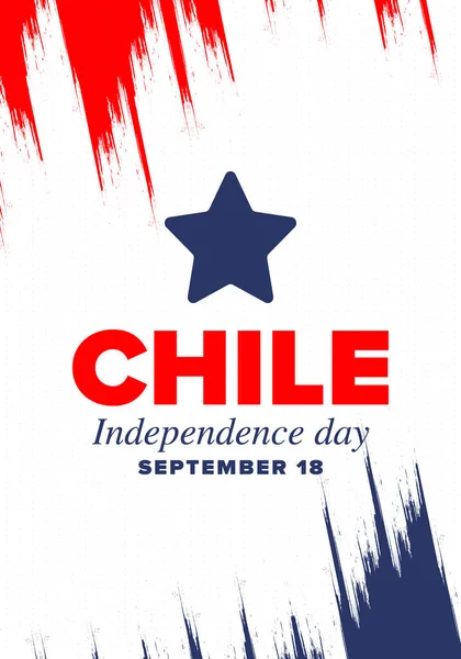 Şili Bağımsızlık Günü. Mutlu bayramlar Patrias. Özgürlük günü. Yıllığı 18 Eylül 'de kutlayın. Şili bayrağı. Vatansever Şili tasarımı. Poster, kart, afiş, şablon, geçmiş. Vektör